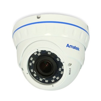 Купольная антивандальная IP-камера видеонаблюдения Amatek AC-IDV203V (2,8-12), ик, 2мп, POE
