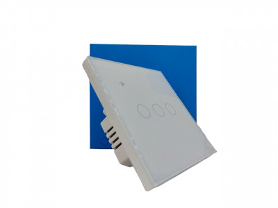 Smart Wi-Fi touch wall switch Умный сенсорный WiFi выключатель настенный (трехкнопочный, белый)