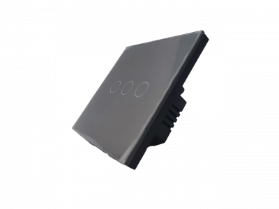 Smart Wi-Fi touch wall switch Умный сенсорный WiFi выключатель настенный (трехкнопочный, серый)