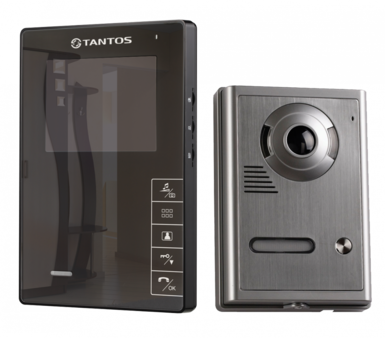 Комплект цветного беспроводного видеодомофона с монитором 4 дюйма, с сенсорными кнопками и зеркальной передней панелью
