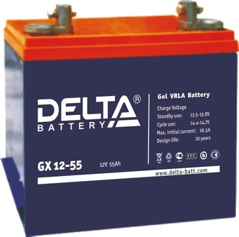 Аккумулятор Delta GX 12-55 (12В, 55А)
