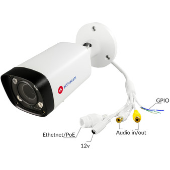 AC-D2123WDZIR6 (2.7-12мм) ActiveCam Уличная цилиндрическая IP-видеокамера (2.7-12мм), ИК, 2Мп, PoE, двусторонний звук, тревожные вх/вых