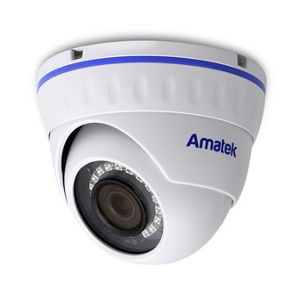 AC-IDV202M (2,8) Amatek Купольная антивандальная IP видеокамера, обьектив 2.8мм, 3/2Мп, Ик, POE, Слот для SD карты, встроенный микрофон