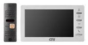 CTV-DP1701 S белый Комплект видеодомофона с 7" монитором с кнопочным управлением, записью фото и встроенным источником питания и вызывной панелью