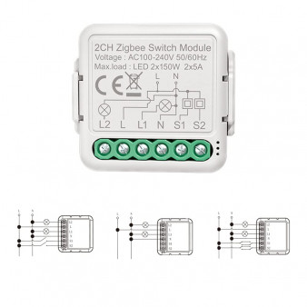 2CH Zigbee switch module Реле дистанционного управления (двухканальное)