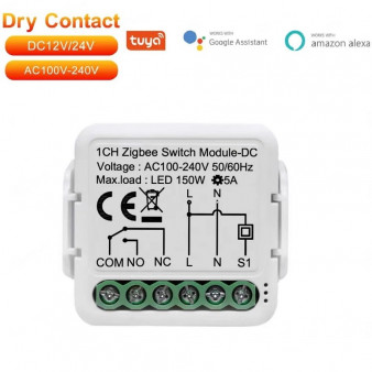 1CH Zigbee switch module-DC Реле дистанционного управления (сухой контакт)