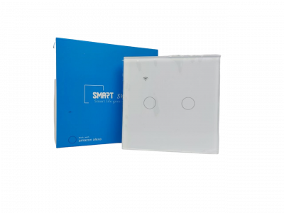 Smart Wi-Fi touch wall switch Умный сенсорный WiFi выключатель настенный (двухнопочный, белый)
