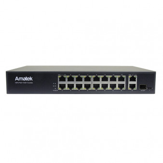 AN-S18P16-300 Amatek 18-портовый 100/1000 Мбит/с коммутатор с PoE до 300Вт