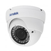 AC-IDV403VMSX (2.8-12) Amatek Купольная антивандальная IP видеокамера, объектив 2.8-12мм, 4Мп, Ик, POE, встроенный микрофон, microSD
