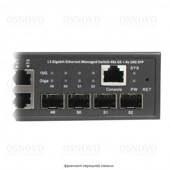 SW-48G4X-1L OSNOVO Управляемый L3 коммутатор Gigabit Ethernet на 48xRJ45 + 4x10G SFP+ Uplink