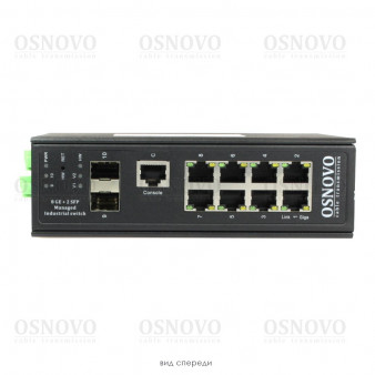 SW-70802/ILS OSNOVO Промышленный управляемый (L2+) коммутатор Gigabit Ethernet на 8GE RJ45 + 2 GE SFP порта