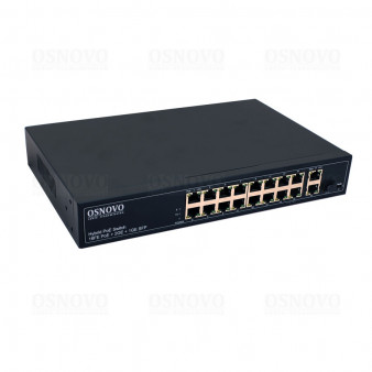 SW-61621 (300W) OSNOVO PoE коммутатор Fast Ethernet на 16 x RJ45 PoE + 2 x RJ45 GE + 1 SFP GE порта