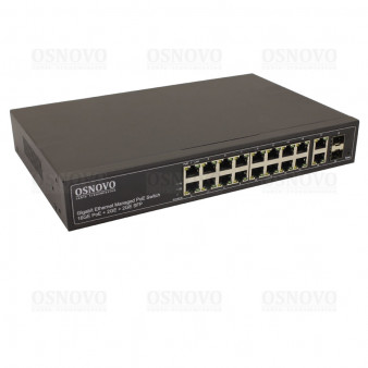 SW-8182/L (300W) OSNOVO Управляемый L2 PoE коммутатор Gigabit Ethernet на 16 RJ45 PoE + 2 x RJ45 + 2 GE SFP портов