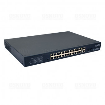 SW-62422 (400W) OSNOVO PoE коммутатор Fast Ethernet на 24 x RJ45 портов + 2 x GE Combo uplink порта