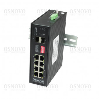 SW-80802/I (Port 90W, 300W) OSNOVO Промышленный HiPoE коммутатор Gigabit Ethernet на 8GE PoE + 2 GE SFP порта