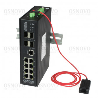 SW-80804/ILS (port 90W, 720W) OSNOVO Промышленный управляемый (L2+) Ultra PoE коммутатор Gigabit Ethernet на 8GE PoE + 4 GE SFP