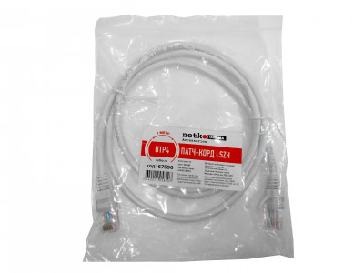 Патч-корд UTP4 cat 5e NETKO Optima, 1,0м, ВС, LSZH, белый, литой коннектор