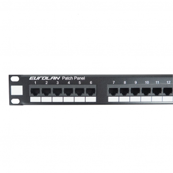 27B-F5-24BL Eurolan Коммутационная панель кат. 5е, FTP, 19, 1U, 24хRJ45, 568A/В, черная