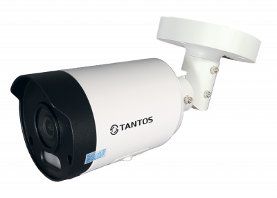 TSi-Pe55FD Tantos Уличная цилиндрическая IP камера, 2.8мм, 5Мп, ИК+LED, PoE, микрофон, microSD