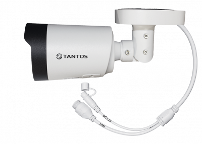 TSi-Pe55FD Tantos Уличная цилиндрическая IP камера, 2.8мм, 5Мп, ИК+LED, PoE, микрофон, microSD