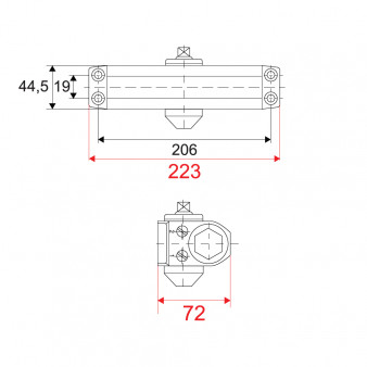 GF-604 (темно-серый) GlassFurnitura Дверной доводчик до 130 кг