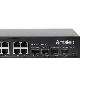 AN-SGM28P24-400 Amatek 28-портовый гигабитный управляемый L2 коммутатор с HiPoE до 400Вт