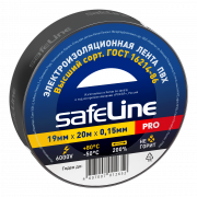 Изолента ПВХ черная 19мм 20м Safeline