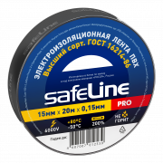 Изолента ПВХ черная 15мм 20м Safeline