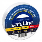 Изолента ПВХ белая 15мм 20м Safeline