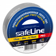 Изолента ПВХ серо-стальная 19мм 20м Safeline