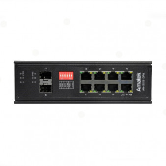AN-SXG10P8 Amatek Промышленный 10-портовый гигабитный коммутатор с HiPoE до 300Вт