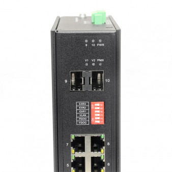 AN-SXG10P8 Amatek Промышленный 10-портовый гигабитный коммутатор с HiPoE до 300Вт