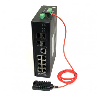 AN-SXGM12P8S Amatek Промышленный 12-портовый управляемый L2+ гигабитный коммутатор с HiPoE до 360Вт