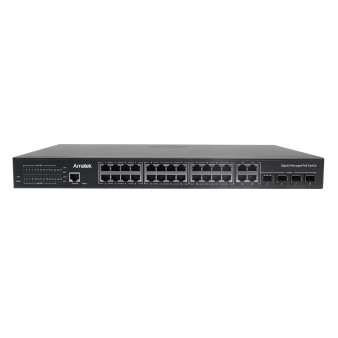 AN-SGM28P24R Amatek 28-портовый гигабитный управляемый L2 коммутатор с PoE до 400Вт