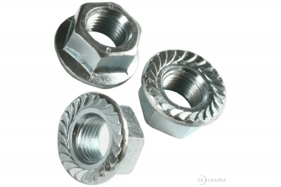 Шестигранная гайка с фланцем, покрытие белый цинк, М8 (DIN 6923)