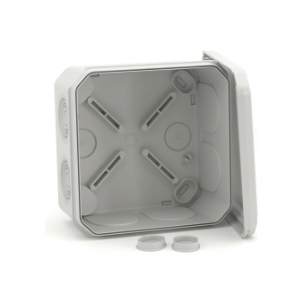 Ответвительная коробка DKC, 8+2 кабельных вводов, D25/20мм, IP55, 100х100х50мм (53800)