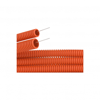 Труба гофрированная ПНД DKC, с протяжкой, 20мм х 100м, оранжевая (71520)