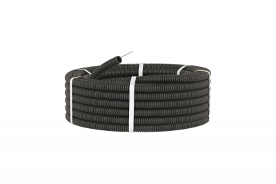 Труба гофрированная ПНД DKC, с протяжкой, легкая, 16мм х 100м, черная (71716)