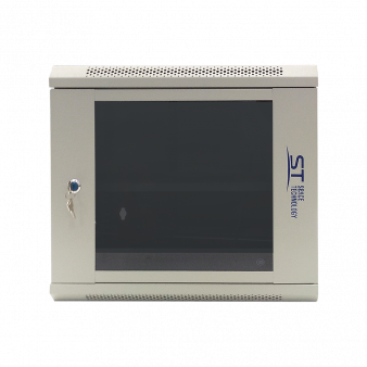 ST-NC9U01 (серый, с полкой, стеклянная дверь) ST Шкаф телекоммуникационный настенный/напольный