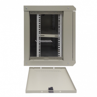 ST-NC9U01 (серый, с полкой, стеклянная дверь) ST Шкаф телекоммуникационный настенный/напольный