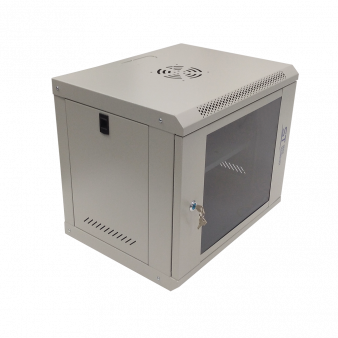 ST-NC9U01 (серый, с полкой, стеклянная дверь) ST Шкаф телекоммуникационный настенный/напольный