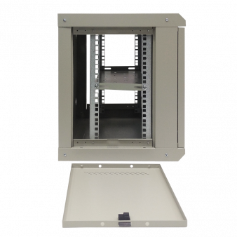 ST-NC9U01 (серый, с полкой, стеклянная дверь) ST Шкаф телекоммуникационный настенный/напольный