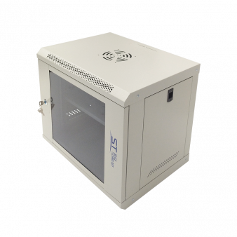 ST-NC9U01 (серый, с полкой, стеклянная дверь) ST Шкаф телекоммуникационный настенный/напольный