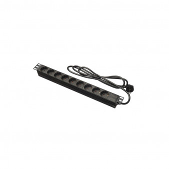 Блок розеток 19", 16А, 9 розеток, шнур 2м, пластиковый корпус, черный Netko "S" (52671)