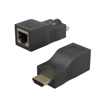 HDMI удлинитель по витой паре GSMIN Адаптер RJ-45 CAT-5e/6 до 30м (черный)